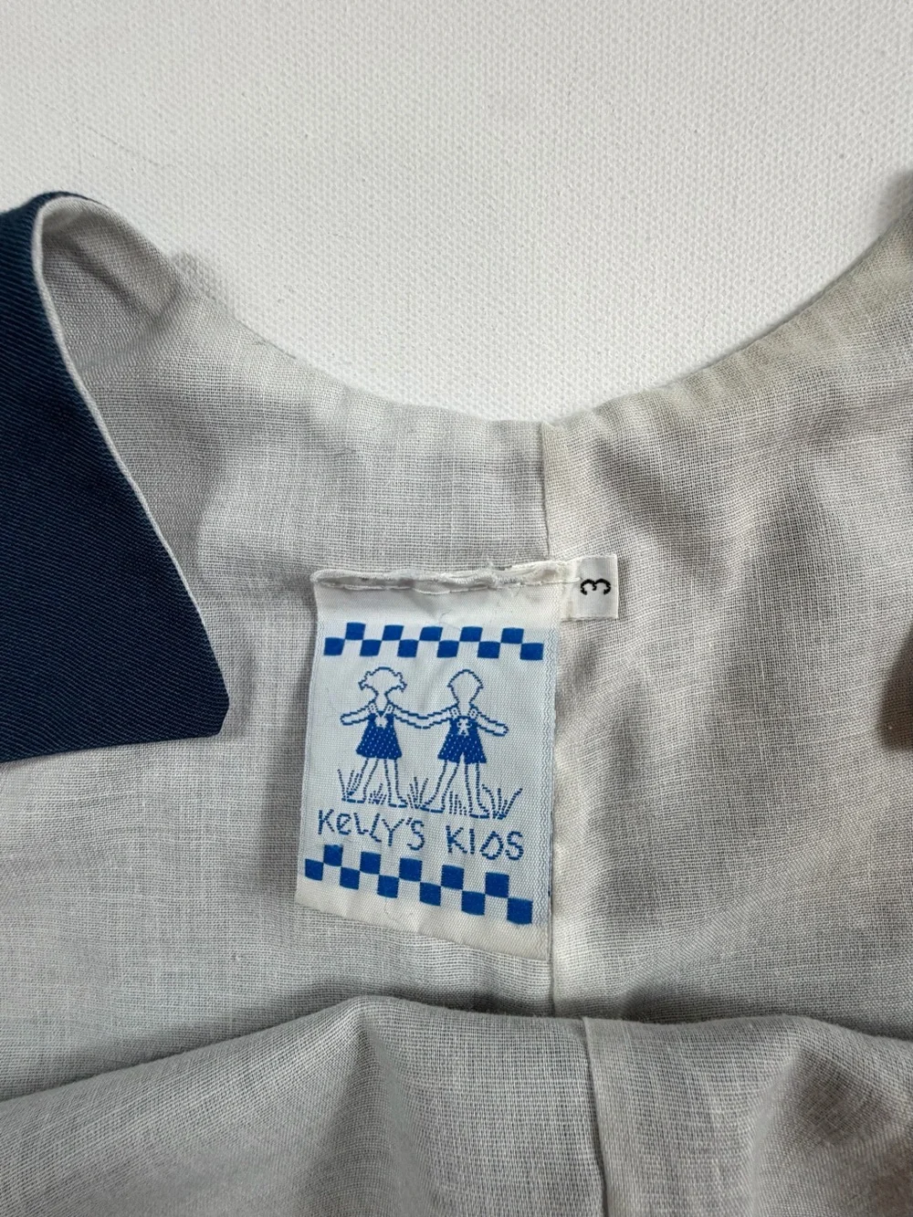 Vintage Kelly’s Kids Size 3 Cat Applique Longall Romper Navy Pink Cottagecore